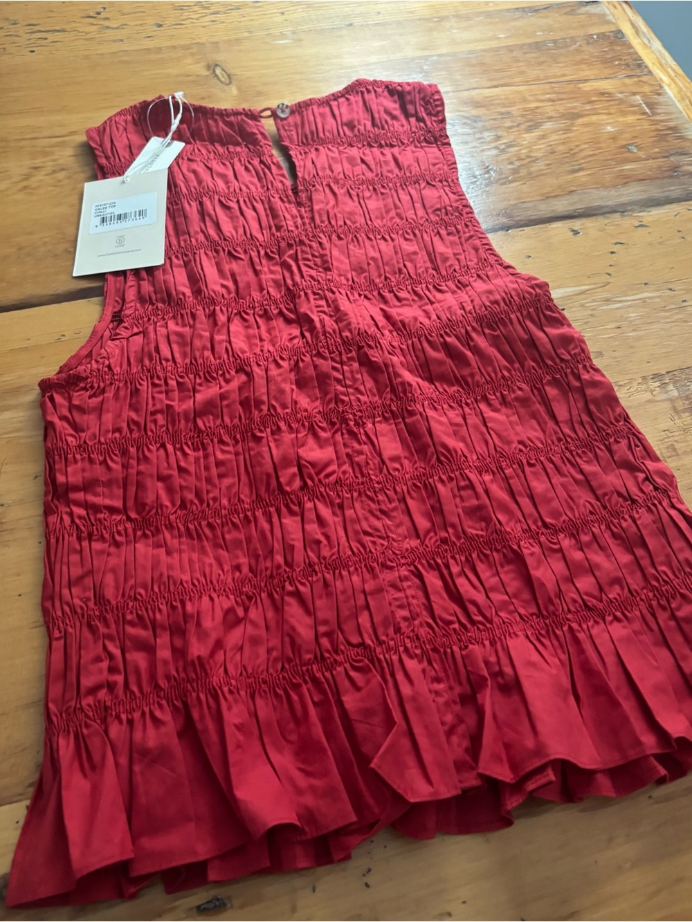 Anthropologie Faithful  Red Gathered Midi Cales Skirt with Cales Top